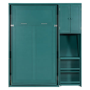 English Elm Twin Size Rotating Murphy Bed With Integrated Bookshelf, Extendable Desk & Stylish Storage Solutions N820S00066C-GIGA