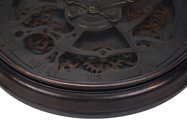 English Elm Clocks, 30" Round Large Wall Clock With Gear Mechanism - Stylish Black Transitional Design For Any Space B2710P287133
