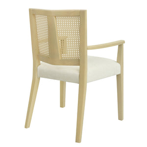 English Elm Christopher Knight Home® - ARM Mid-Century Dining Chair with Rattan Back & Upholstered Foam Seat, Solid Rubberwood Frame Beige,Natural Ash N771P254005A