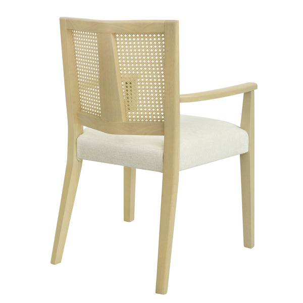 English Elm Christopher Knight Home® - ARM Mid-Century Dining Chair with Rattan Back & Upholstered Foam Seat, Solid Rubberwood Frame Beige,Natural Ash N771P254005A