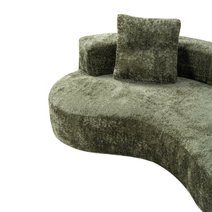 English Elm 79.5" Boucle Floor Sofa Seats Three with Cloud Soft Foam Core and Two Accent Pillows Green W5515P443762