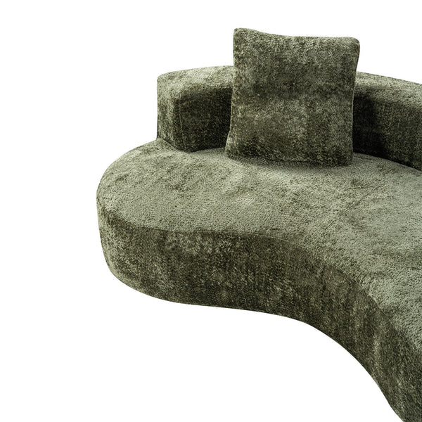 English Elm 79.5" Boucle Floor Sofa Seats Three with Cloud Soft Foam Core and Two Accent Pillows Green W5515P443762