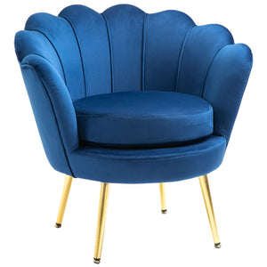 English Elm Velvet Barrel Accent Chair with Gold Legs Lotus Sculpted Back for Living Room T3971P387911