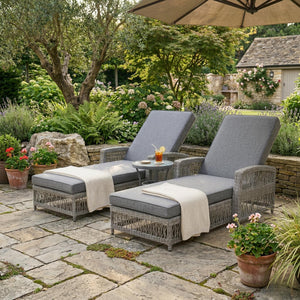 English Elm Go Outdoor Wicker Chaise Lounge Recliner with Ergonomic Armrests and Thick Cushion for Patio Grey N704P248780E