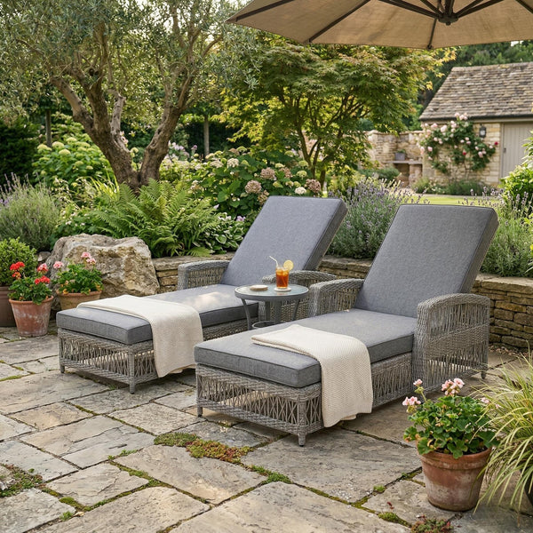 English Elm Go Outdoor Wicker Chaise Lounge Recliner with Ergonomic Armrests and Thick Cushion for Patio Grey N704P248780E