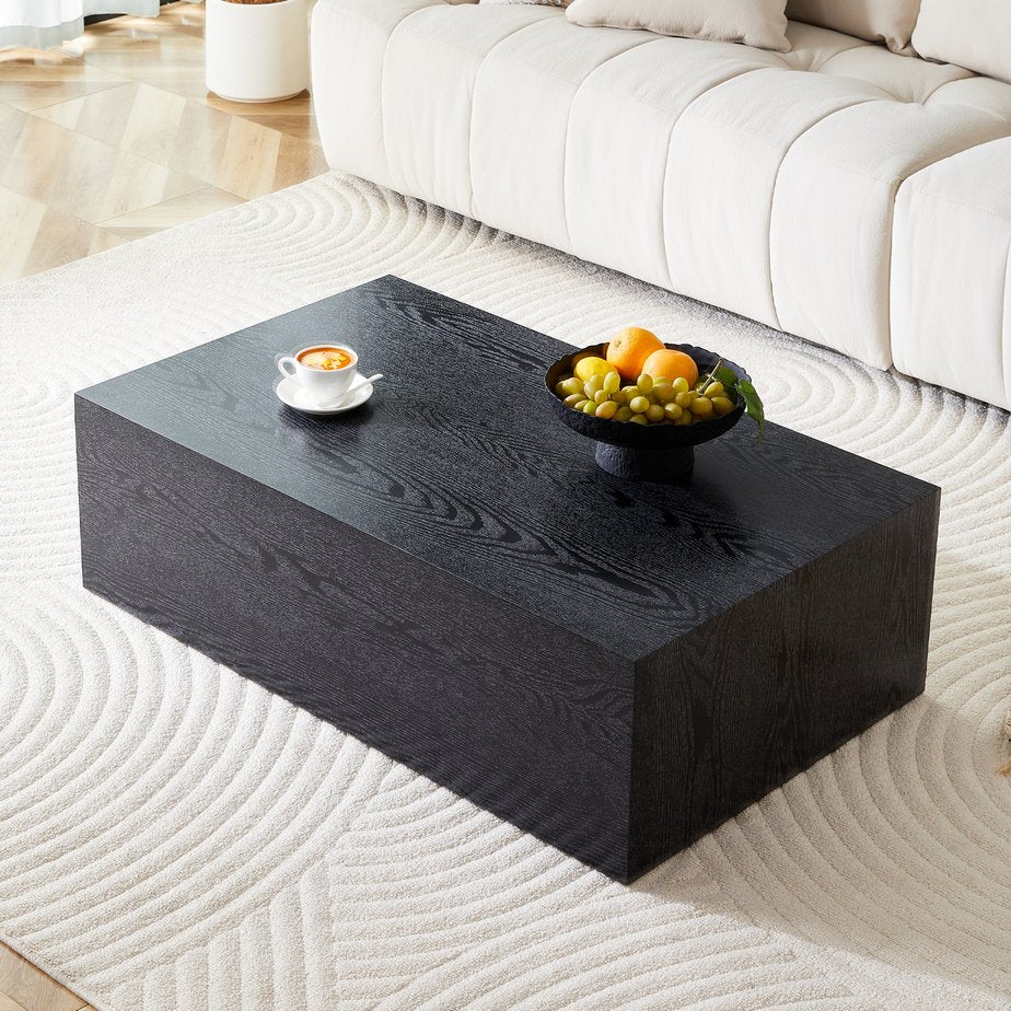 English Elm 39.3*23.6*11.8 Low Profile Mdf Coffee Table Black Wood Grain Finish Modern Living Room W1151P433600
