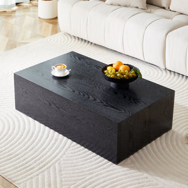 English Elm 39.3*23.6*11.8 Low Profile Mdf Coffee Table Black Wood Grain Finish Modern Living Room W1151P433600