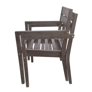 English Elm U_style Solid Acacia Wood Patio Dining Set Six Stackable Chairs Cushions Modern Outdoor Gray WY000459AAE