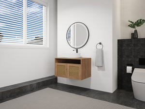 English Elm 30" Bathroom Vanity With Integrated Sink, Soft-Close Doors, & Modern Floating Design For Minimalist Space W999S00397