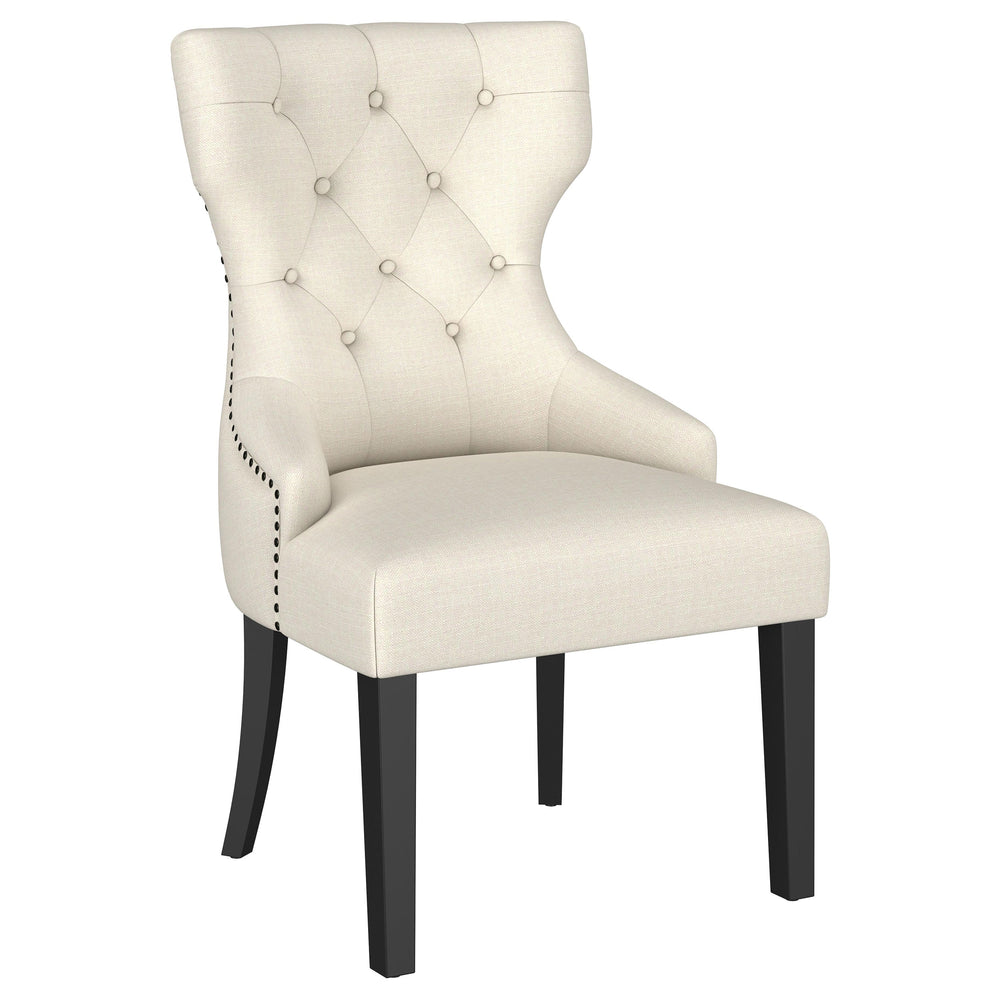 English Elm Gillian Elegant Beige & Black Wingback Dining Side Chair with Button Tufting, Nailhead Trim, Plush Comfort B062P299885