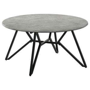English Elm Travis Cement & Gunmetal Round Top Coffee Table — Industrial Minimalist 36" Modern Accent Table B062P333449