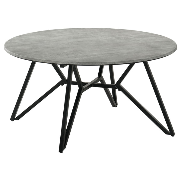 English Elm Travis Cement & Gunmetal Round Top Coffee Table — Industrial Minimalist 36" Modern Accent Table B062P333449
