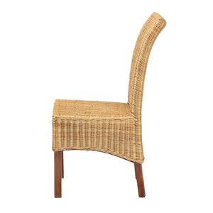 English Elm Modern Rattan Woven Mahogany Dining Chair Bohemian Tall Backrest Organic Style B2750P470071