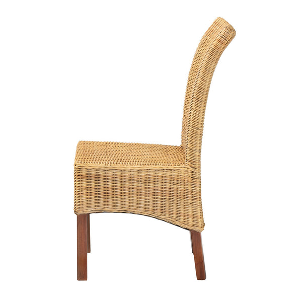 English Elm Modern Rattan Woven Mahogany Dining Chair Bohemian Tall Backrest Organic Style B2750P470071