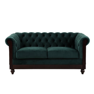 English Elm Christopher Knight Home® - VIVALUX Chesterfield Velvet Loveseat Sofa with Rolled Arms Tufted Buttons Plush 2-Seater Comfort 59.4" Dark Green N762P178705F