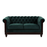 Christopher Knight Home® - Noble House - - Vivalux 59.44" Chesterfield Velvet Loveseat Sofa,2-Person Rolled Arm Dutch Plush Upholstered Sofa Couch With Tufted Button For Living Room, Bedroom, Small Places,Forest Green