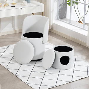 English Elm Stylish Barrel Swivel Accent Chair Upholstered Seat with Storage for Vanity or Dining W3248P424642