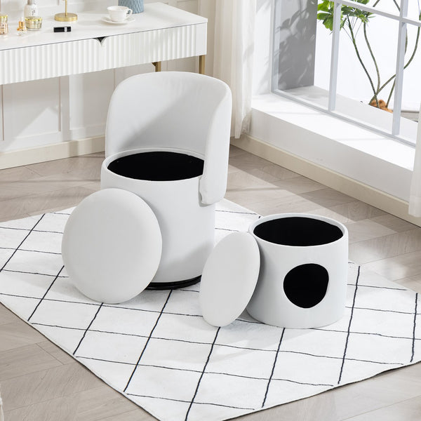 English Elm Stylish Barrel Swivel Accent Chair Upholstered Seat with Storage for Vanity or Dining W3248P424642