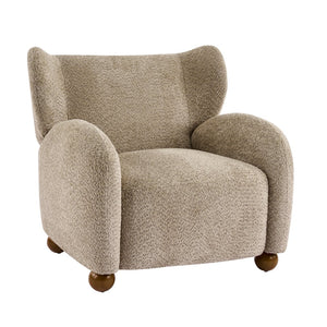 English Elm Wingback Boucle Accent Chair with Rounded Legs for Living Room or Reading Nook N776P376365D