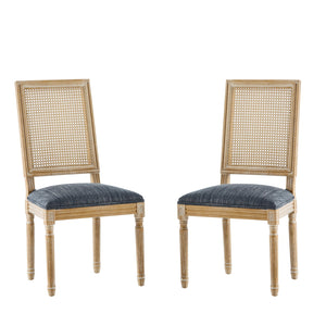 English Elm Christopher Knight Home® - [Set Of 2] French Country Dining Chairs - Elegant Cane Backrest & Plush Upholstery - Rustic Charm N767P263678H