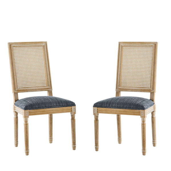English Elm Christopher Knight Home® - [Set Of 2] French Country Dining Chairs - Elegant Cane Backrest & Plush Upholstery - Rustic Charm N767P263678H