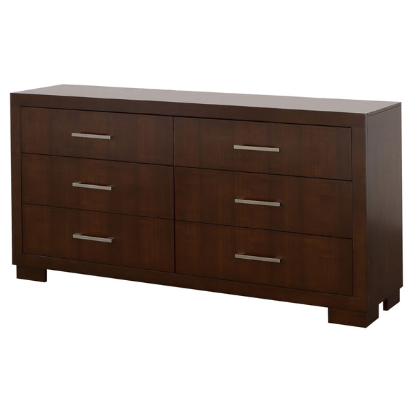 English Elm Polk Cappuccino 6-Drawer Dresser with Broad Top and Long Bar Pulls, Rich Finish for Calm Bedroom Style B062P378452