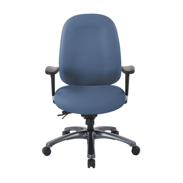 OSP Home Furnishings Multi-function Ergonomic High Back Office Chair with Lumbar Support and Titanium Base High Blue 8511-R105