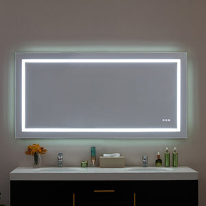 English Elm 60x30inch LED Bathroom Mirror with RGB Gradient, 3000-6000K Dimmable, Anti-Fog IP54, UL-Certified Mountable W2091P338771