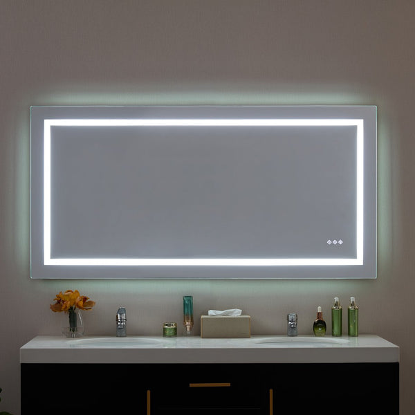 English Elm 60x30inch LED Bathroom Mirror with RGB Gradient, 3000-6000K Dimmable, Anti-Fog IP54, UL-Certified Mountable W2091P338771
