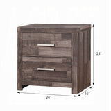 English Elm Dark Oak 2-Drawer Nightstand