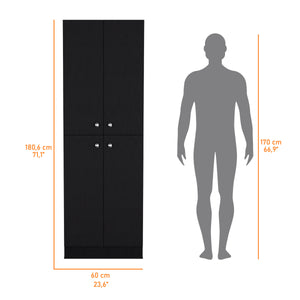 English Elm Cameron Pantry Cabinet for Modern Kitchens with 4 Doors, 5 Hidden Shelves, Elegant Space-Saving Design Black 42.92 L x 28.75 W x 5.12 H B128P189935