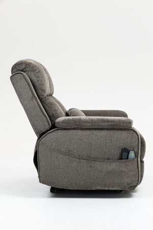 English Elm Oversized Power Lift Recliner Chair with Massage Heating and Usb Charging for Living Room Dark Grey W547S00073