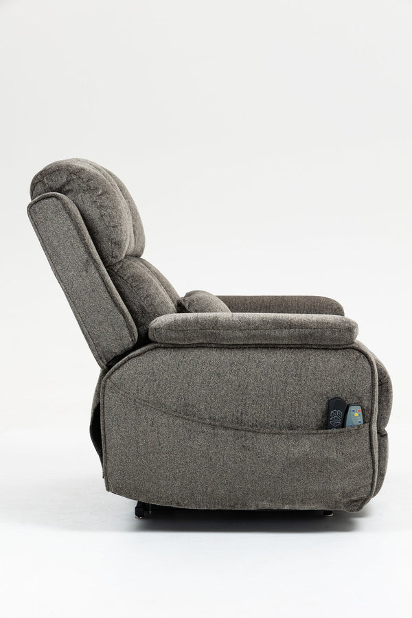 English Elm Oversized Power Lift Recliner Chair with Massage Heating and Usb Charging for Living Room Dark Grey W547S00073