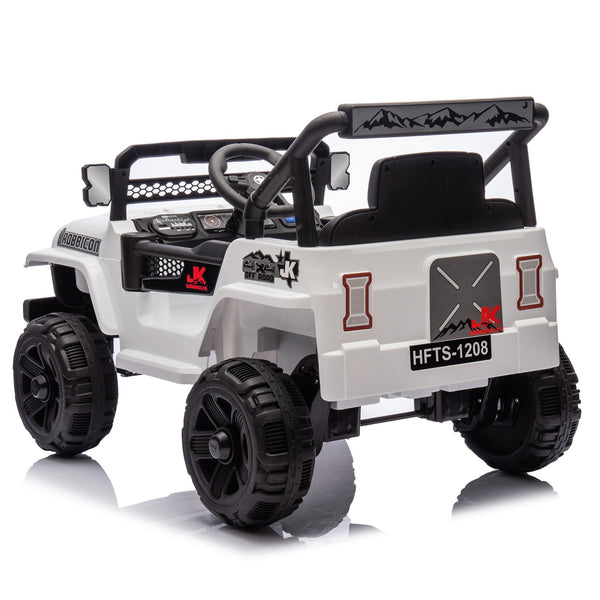 English Elm 12v Kids Electric Ride on Truck with Parental Remote Four Wheel Suspension and Led Lights White W1578P187457
