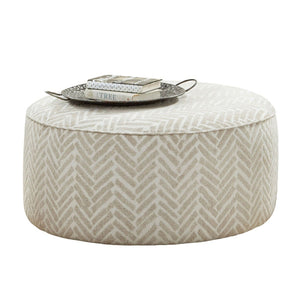 English Elm Transitional Round Upholstery Ottoman With Welt Trim - Versatile, Lightweight & Stylish Comfort Piece B2741P355860-GIGA