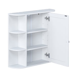 English Elm Bathroom Wall Cabinet with Mirror Door Open Shelving and Adjustable Interior Storage White N817P375228W