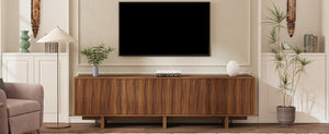English Elm Retro Wood Grain Media Console Wavy Door Cabinet for Living Room Tvs 75 In N721P379534D