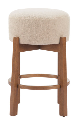 Zuo Modern Nade Counter Stool Set Of 2 - Elegant Beige & Walnut Finish For Modern Hospitality Spaces Beige 100% Polyester,Rubberwood 110662-zuo-modern