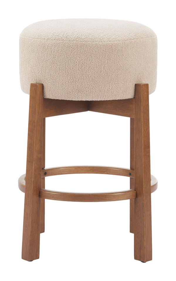 Zuo Modern Nade Counter Stool Set Of 2 - Elegant Beige & Walnut Finish For Modern Hospitality Spaces Beige 100% Polyester,Rubberwood 110662-zuo-modern