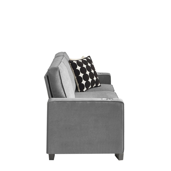 English Elm 83.86"Snowfleece Luxurious 3-Seater Sofa with High-Density Sponge & Spring Support, Cozy Velvet Gray W1359P215068