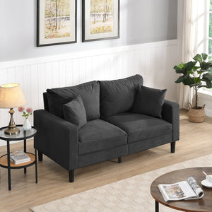 English Elm 57 Inch Compact Upholstered Loveseat with Hardwood Frame for Modern Living Spaces Dark Gray W311P221210