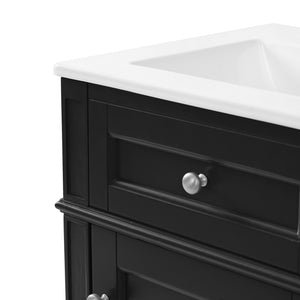 English Elm 18-inch French Style Freestanding Bathroom Vanity with Ceramic Sink Soft Close Storage Black N710P411340B