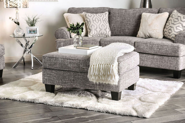 English Elm Transitional Upholstery Ottoman In Gray Finish – Versatile Seating & Stylish Surface For Any Room B2741P356299-GIGA