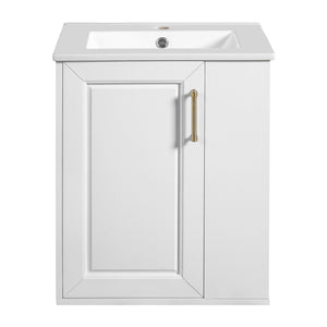 English Elm 20" Floating Bathroom Vanity with Ceramic Sink Soft Close Door and Open Side Shelf N710P332061K