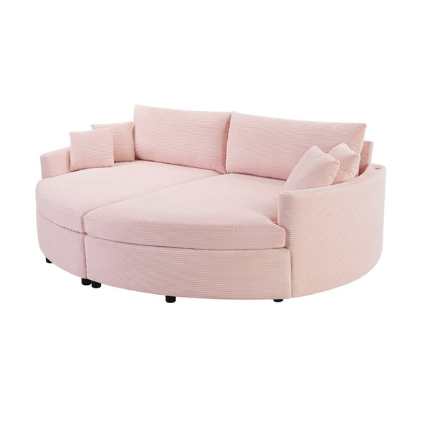 English Elm Oversized Double Chaise Lounge Sofa With Usb Ports - Cozy Pink Upholstered Loveseat For Relaxation N719S002160P-GIGA