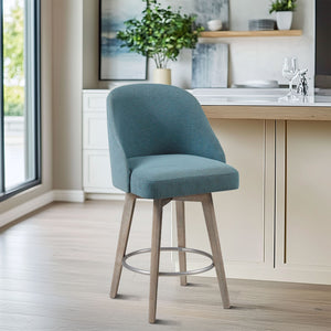 Madison Park Pearce Transitional Counter Stool with Swivel Seat MP104-1146 Blue