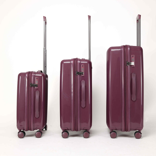 English Elm Luggage 3 Piece Pp Hard Shell Travel Set with Spinner Wheels Expandable Carry On Dark Purple T3292P317020