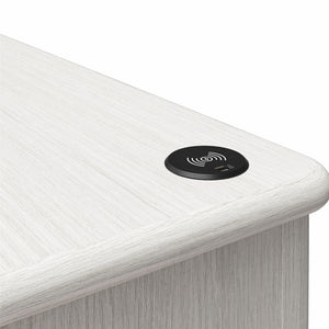 English Elm Selena Whitewashed Wood Veneer Executive Desk with Wireless Charging and Pedestal Storage B2733S00021