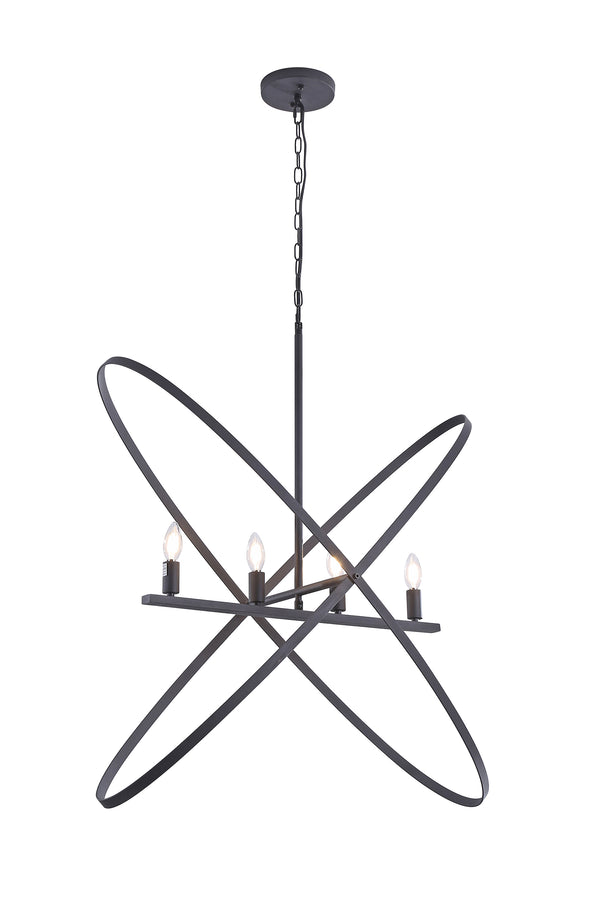 English Elm 29"L Atom 4-Light Matte Black & Brass LED Pendant—Orb Art Fixture, Dimmable, Eco-Friendly Lighting B072P220164