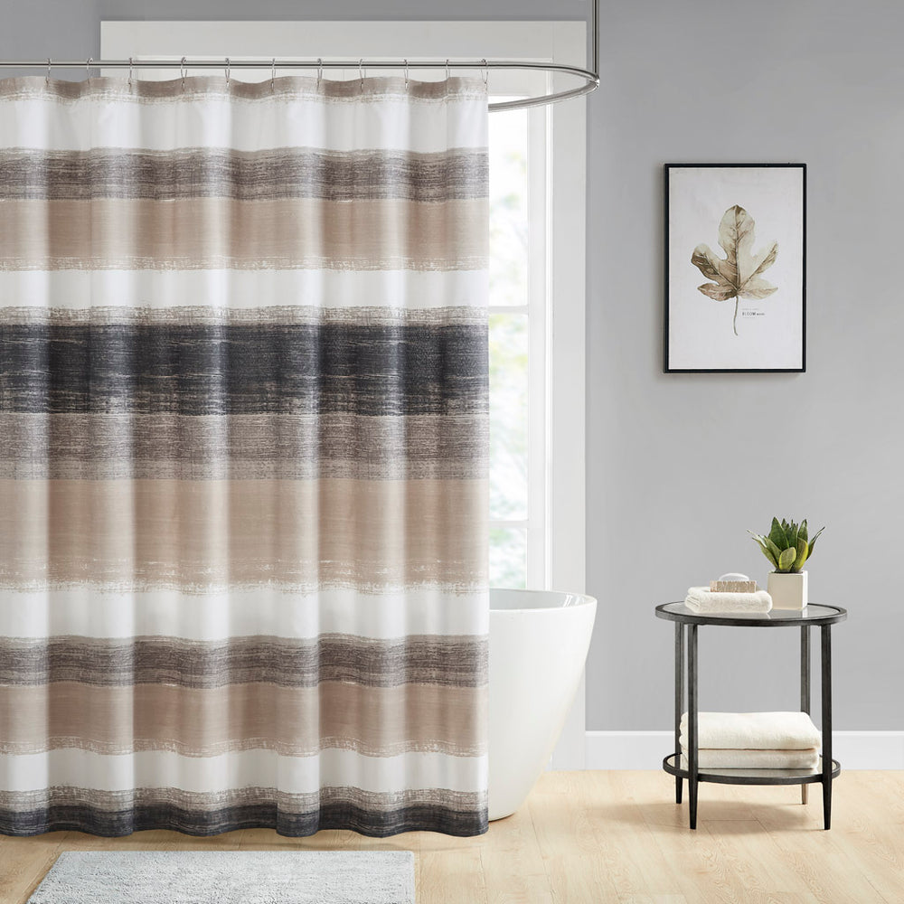 JLA Home Madison Park Essentials - Stripe Watercolor Stripe Shower Curtain - Ultra-Soft Microfiber, Antimicrobial, OEKO-TEX Certified, 72x72 inches MPE70-1030